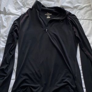 Lightweight black half zip pullover for layering
